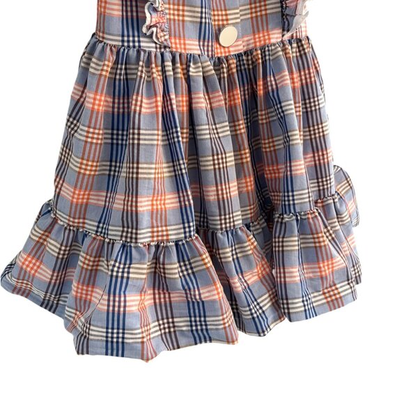 Toddler Girls Plaid Ruffle Spanish Dress With Button Front & Short Sleeves 24 Mo - Picture 4 of 6